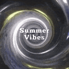 the words summer vibes are written in a swirl