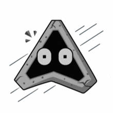 a cartoon drawing of a triangle with two eyes