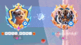a picture of a lion and a picture of a tiger with the name mass mani on it