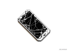 a pixel art drawing of a cell phone with a cracked screen