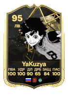 a soccer card with the name yakuzya and the number 95