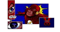 a pixel art of a superhero with the word unch on the bottom