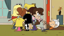 a group of cartoon characters are standing around lincoln loud