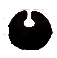 a black circle with a red border is against a white background