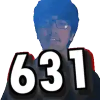 a pixelated image of a man with glasses and the number 631 behind him