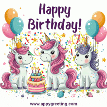 Happy Birthday Unicorns Cute Happy Birthday GIF - Happy Birthday Unicorns Cute Happy Birthday GIFs