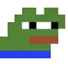 a pixel art of a frog crying with tears running down its face .