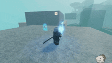 a person in a video game with a sword and a shield