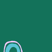 a green background with pink and blue circles and the words ' ' ' ' ' on it