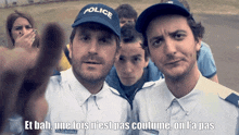 a group of police officers are posing for a picture with the caption et bah une fois n'est pas costume