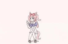 a drawing of a girl with a cat head holding a light beam .