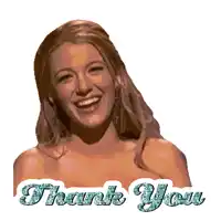 a picture of a woman with the words thank you written below her