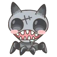 a cartoon drawing of a monster with a cross on its face