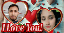 a picture of a man and a woman with the words " i love you " above them