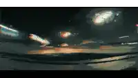 a painting of a dark sky with a few lights visible