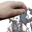 a pixel art of a hand holding a donut over a girl .