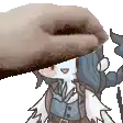 a pixel art of a hand holding a donut over a girl .