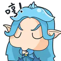 a cartoon drawing of a person with blue hair and a crown on their head