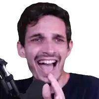 a man with a mustache is making a funny face with his mouth open
