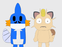 a cartoon of a cat and a cartoon of a fish