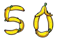 the number 50 is made out of bananas with green stems