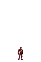 a pixel art of a man in a red suit flying through the air