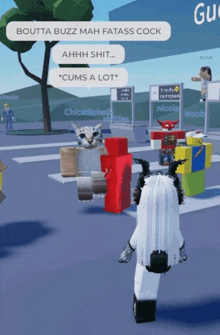 a screenshot of a video game with the words boutta buzz mah fatass cock on the top