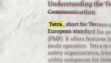 the word tetra is highlighted in yellow on a page