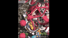 a girl with red hair is surrounded by monster energy drinks and other items .