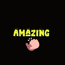 a hand clapping in front of the word amazing on a black background