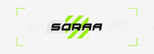 a logo for soraa with a green and black design