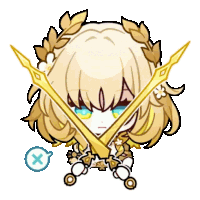 a drawing of a girl with a wreath on her head and two swords