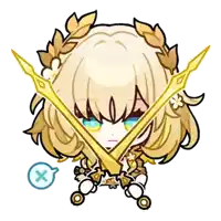 a drawing of a girl with a wreath on her head and two swords
