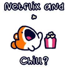 a cartoon of a fish eating popcorn with the words " netflix and chill " above it
