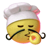 a smiley face wearing a chef 's hat with a mustache