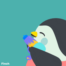 an illustration of a penguin holding a water gun and the words splash war