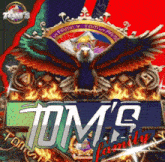 a logo for tom 's family with an eagle