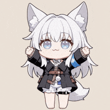 a cartoon drawing of a girl with white hair