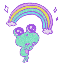 pastel rainbow frog glitter sparkles
