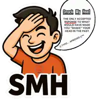 a cartoon of a man with a speech bubble that says smh