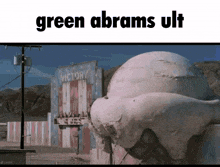 a picture of a building with the words green abrams ult written on it