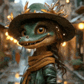 a cartoon character wearing a hat and scarf