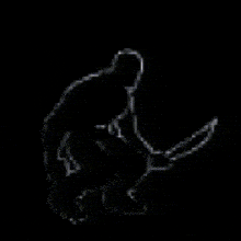 a silhouette of a man holding a knife in his hand on a black background .