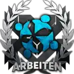 a logo that says arbeiten with a laurel wreath