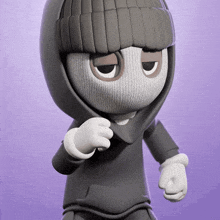 a cartoon character wearing a beanie and hoodie