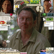 a man 's face is surrounded by a collage of pictures including one that says " he 's an angel "