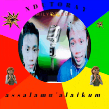 a colorful poster with two people and the words " assalamu 'alaikum "