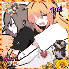 a picture of a girl and a boy with yuri written on the bottom