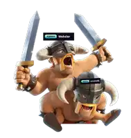 two cartoon vikings holding swords with a sticker that says ' weksier ' on it