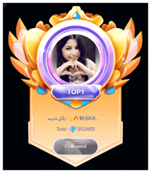 a badge with a picture of a girl and the words top 1